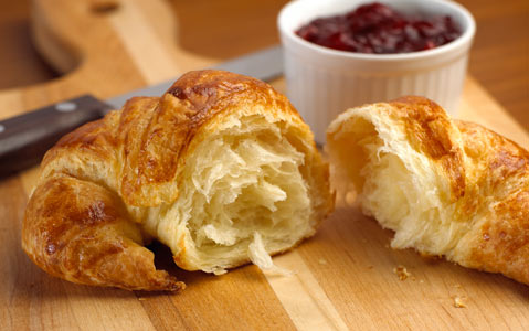 Buttery croissant with jam