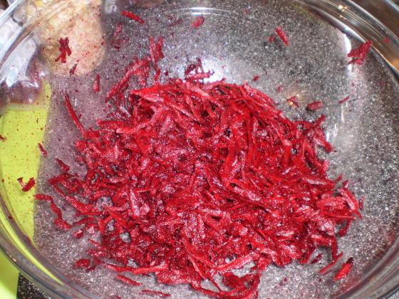 Grated beetroot